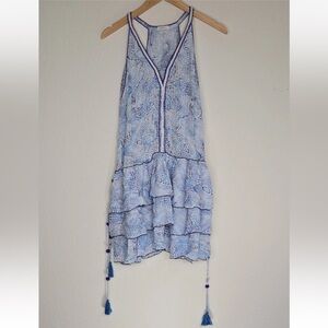 Poupette St. Barth Bety Ruffled Blue Purple Mini Dress Size M Womens